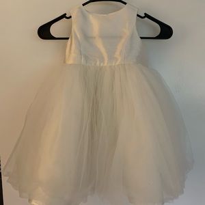 3T ivory flower girl dress with removable periwinkle sash